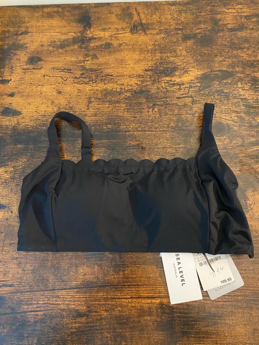 NWT Sea Level Australia Black Scallop-Edge Bikini Top